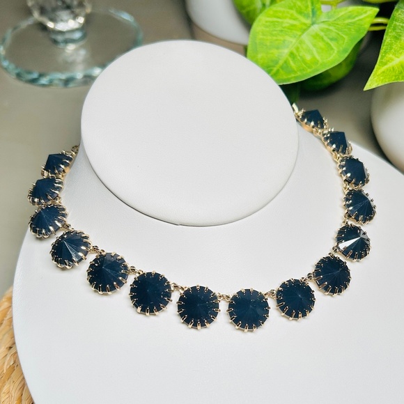 J. Crew Dark Navy Midnight-Blue Venus Flytrap Fashion Statement Necklace - Picture 5 of 8